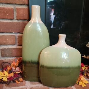 Chic Olive Green Ceramic Vase Set